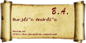 Burján András névjegykártya